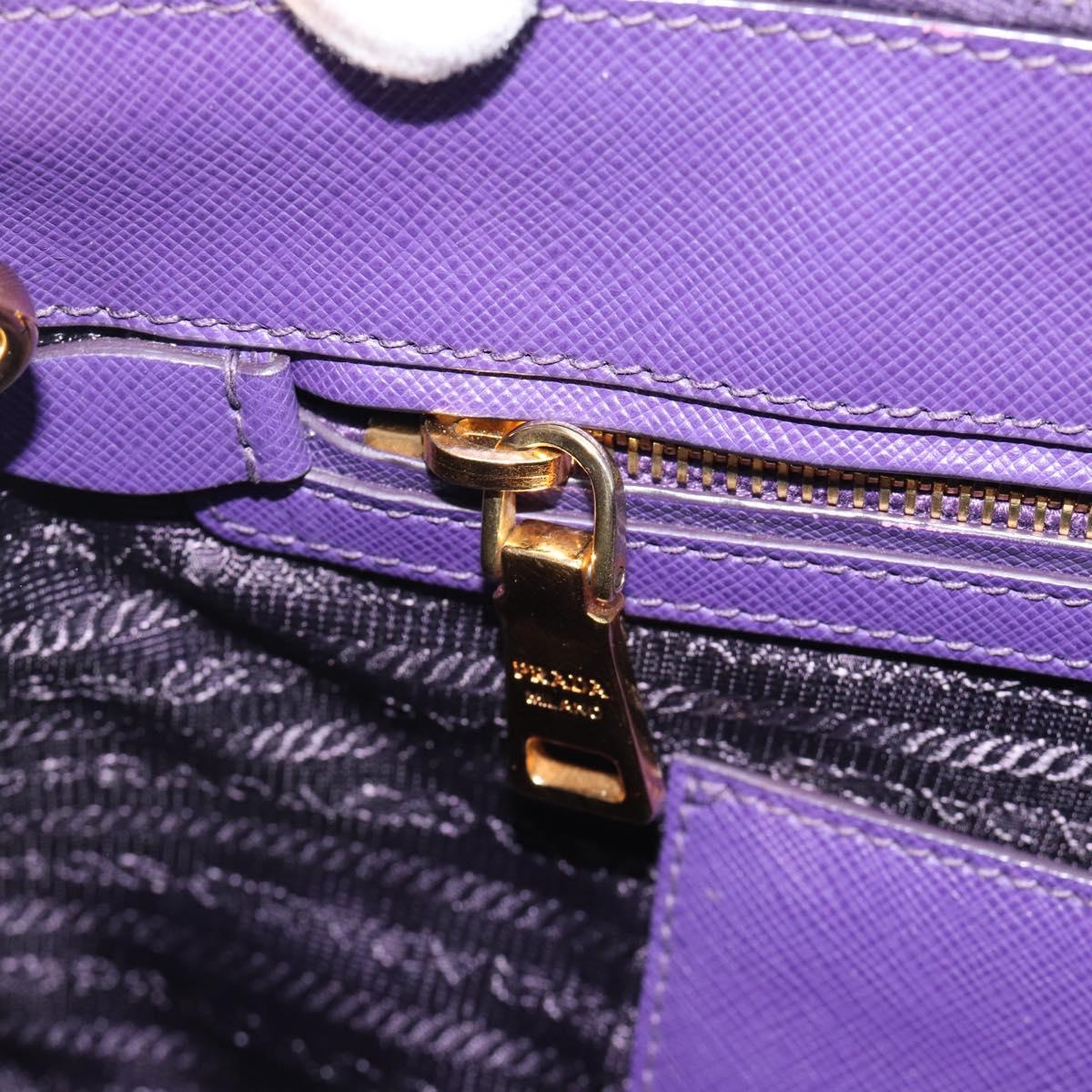 PRADA Galleria Hand Bag Saffiano leather 2way Purple Gold Auth 188851V
