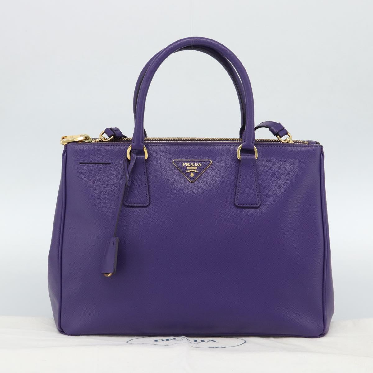 PRADA Galleria Hand Bag Saffiano leather 2way Purple Gold Auth 188851V