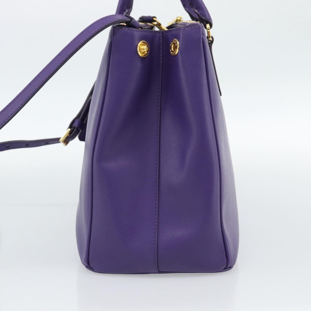 PRADA Galleria Hand Bag Saffiano leather 2way Purple Gold Auth 188851V