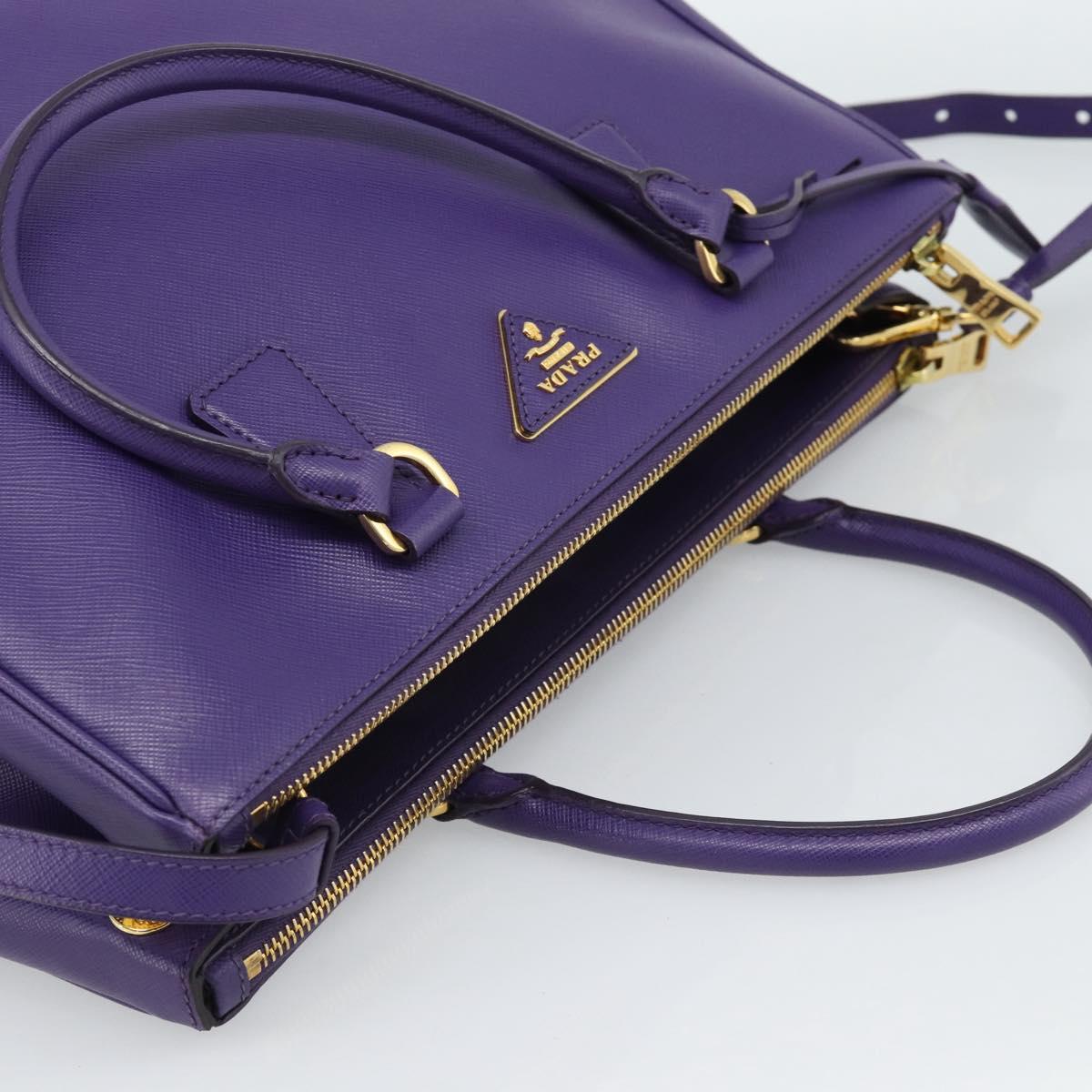PRADA Galleria Hand Bag Saffiano leather 2way Purple Gold Auth 188851V