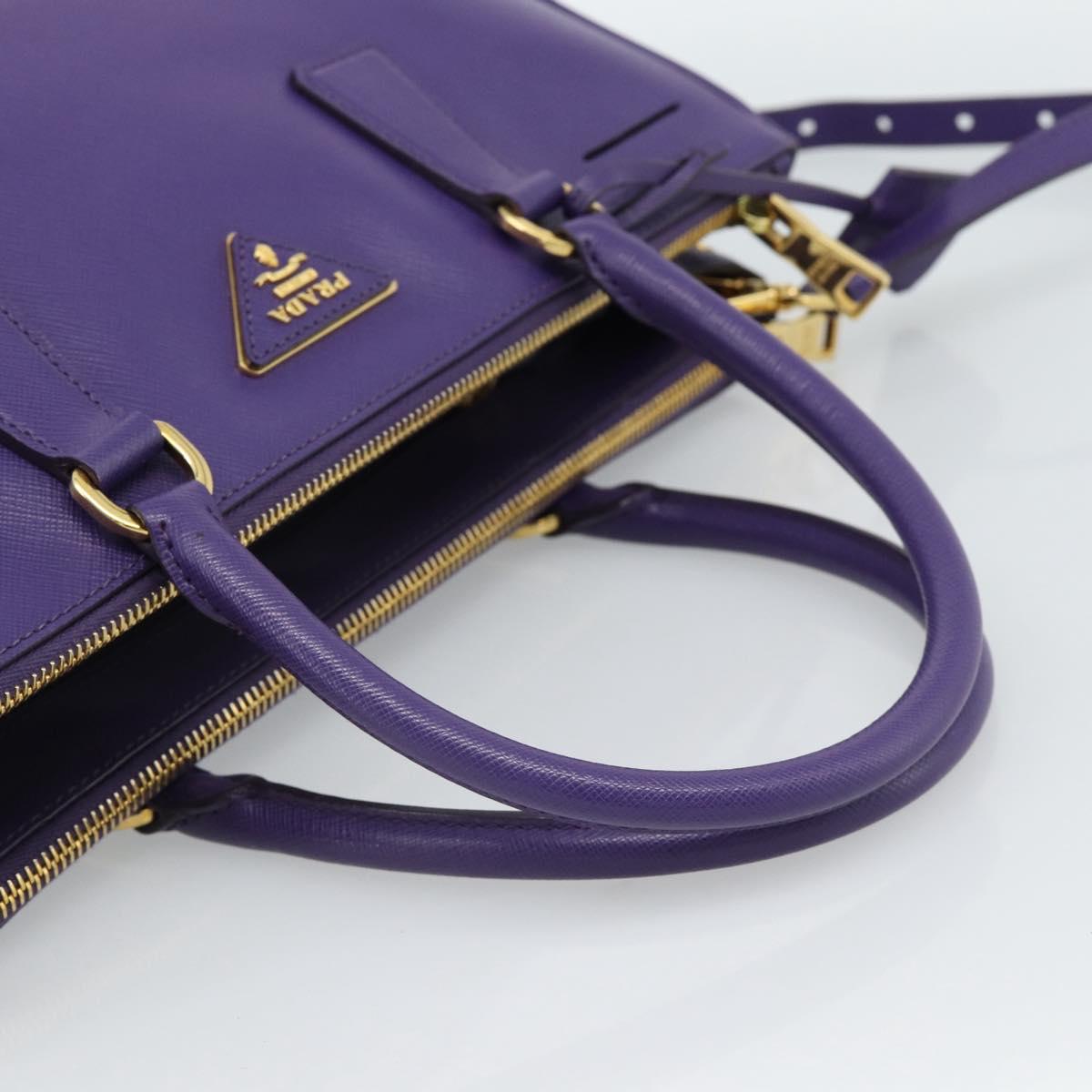 PRADA Galleria Hand Bag Saffiano leather 2way Purple Gold Auth 188851V