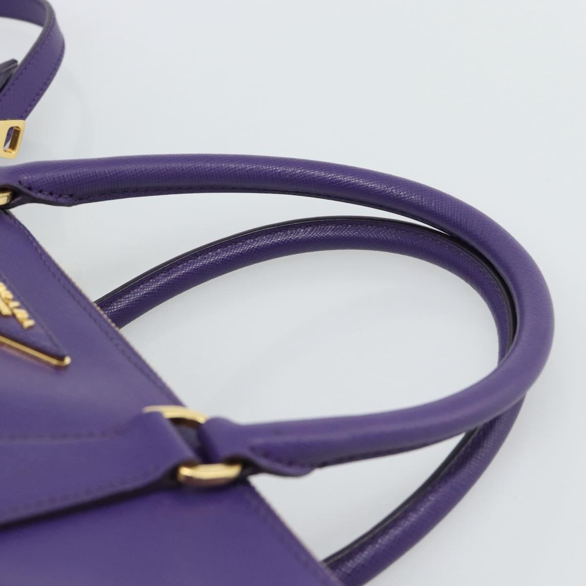 PRADA Galleria Hand Bag Saffiano leather 2way Purple Gold Auth 188851V