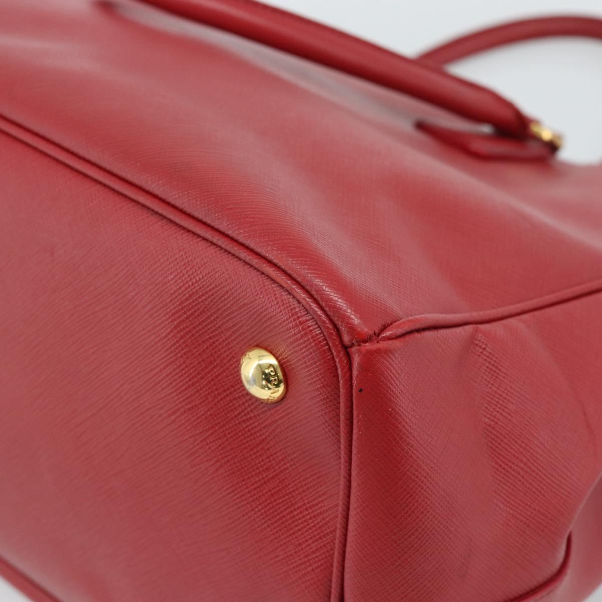 PRADA Galleria Hand Bag Saffiano leather Red Gold Auth 188852V
