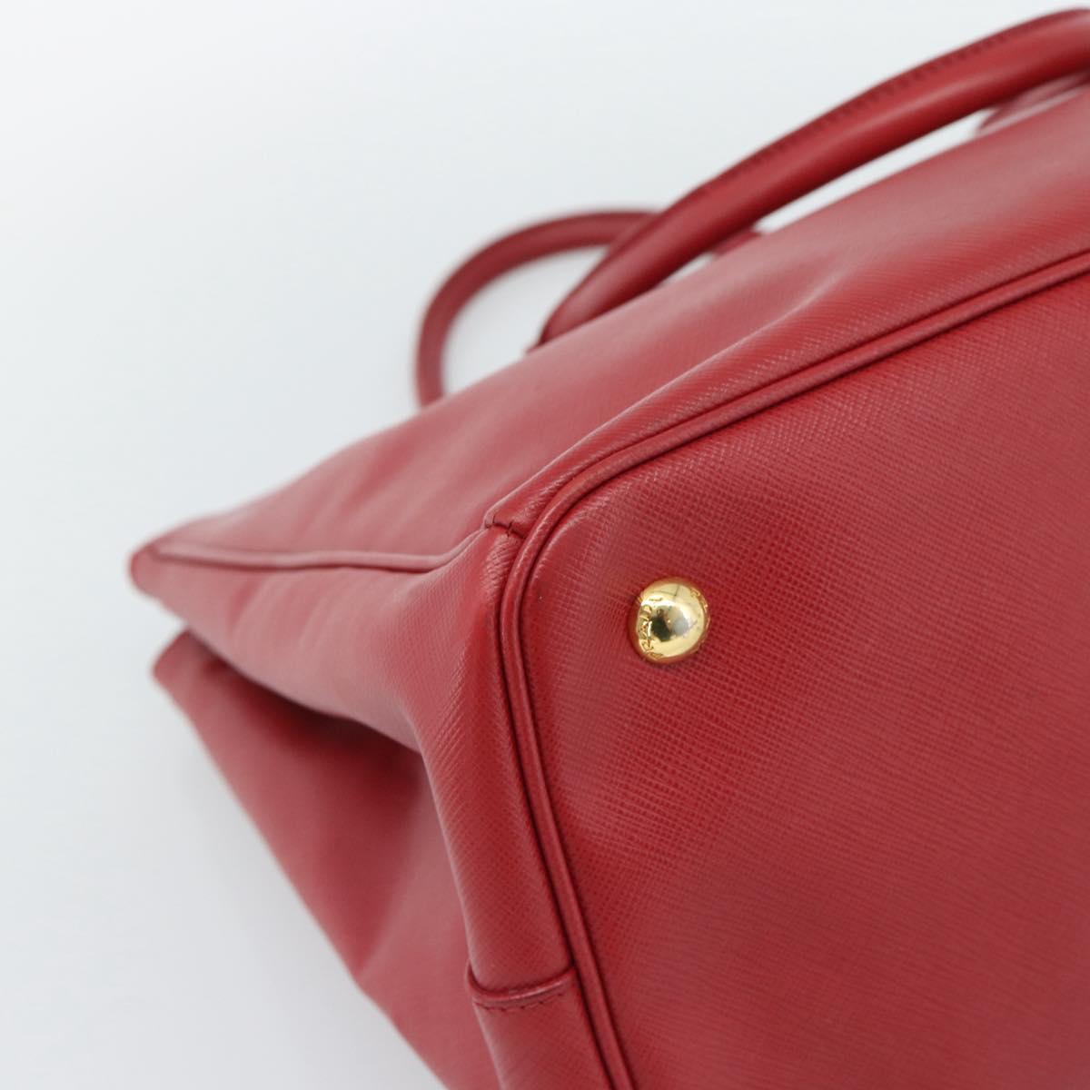 PRADA Galleria Hand Bag Saffiano leather Red Gold Auth 188852V