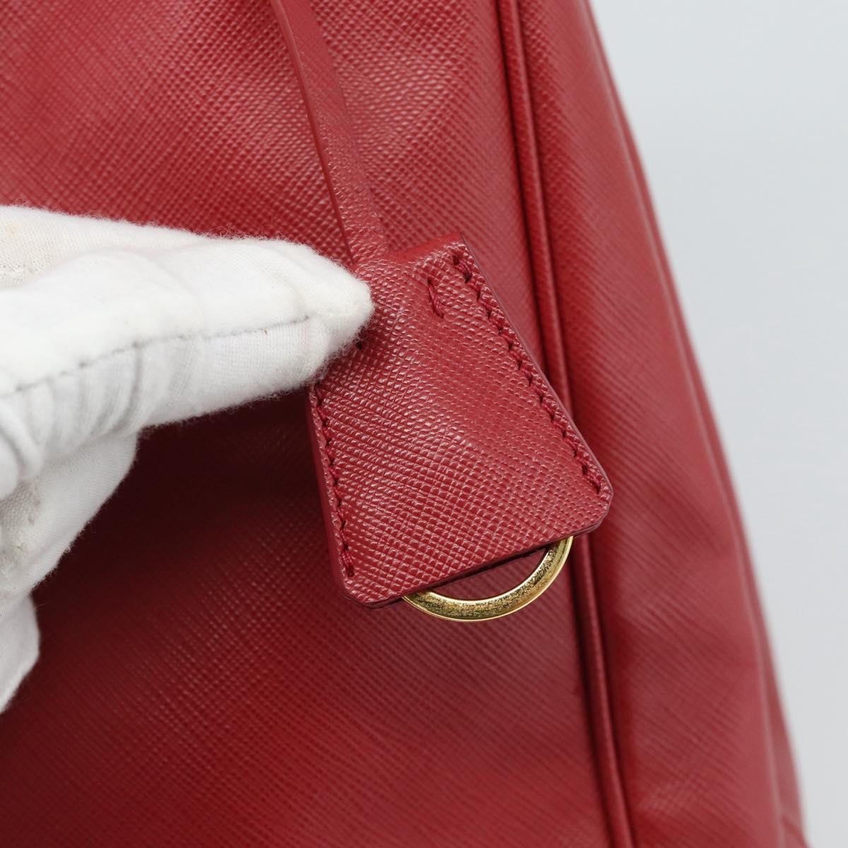 PRADA Galleria Hand Bag Saffiano leather Red Gold Auth 188852V