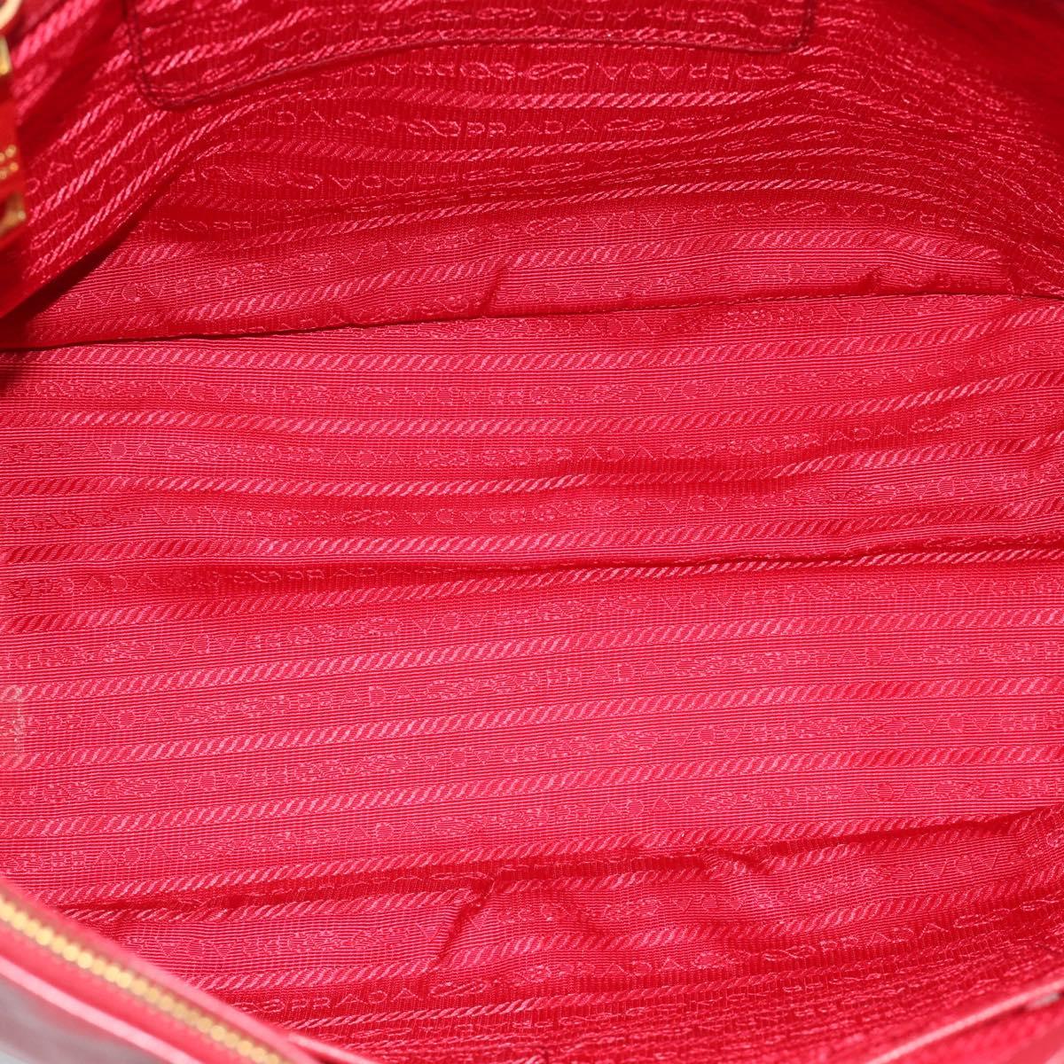 PRADA Galleria Hand Bag Saffiano leather Red Gold Auth 188852V