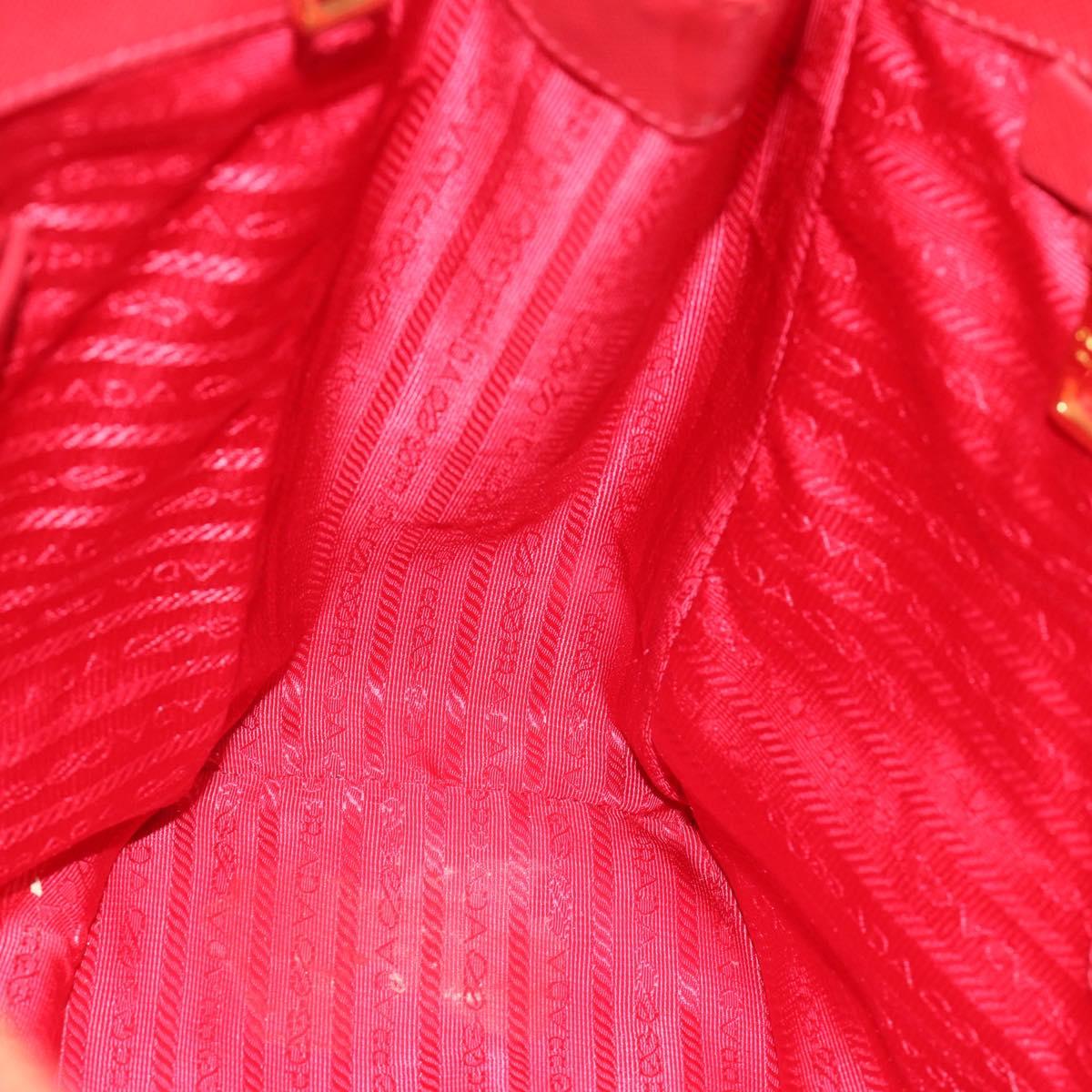 PRADA Galleria Hand Bag Saffiano leather Red Gold Auth 188852V