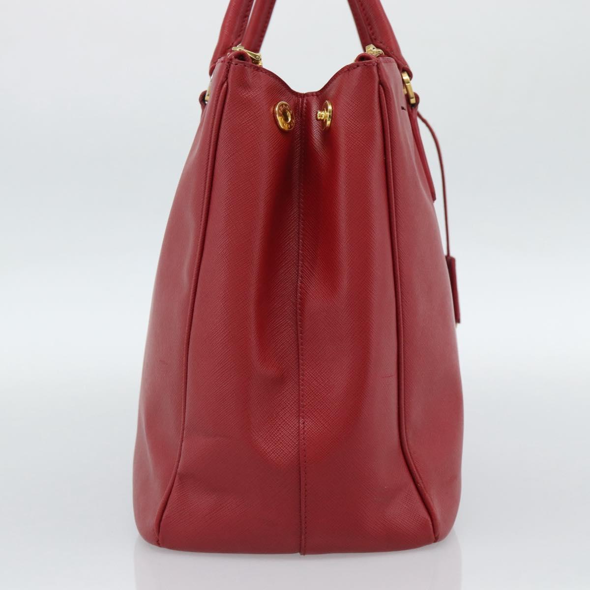 PRADA Galleria Hand Bag Saffiano leather Red Gold Auth 188852V