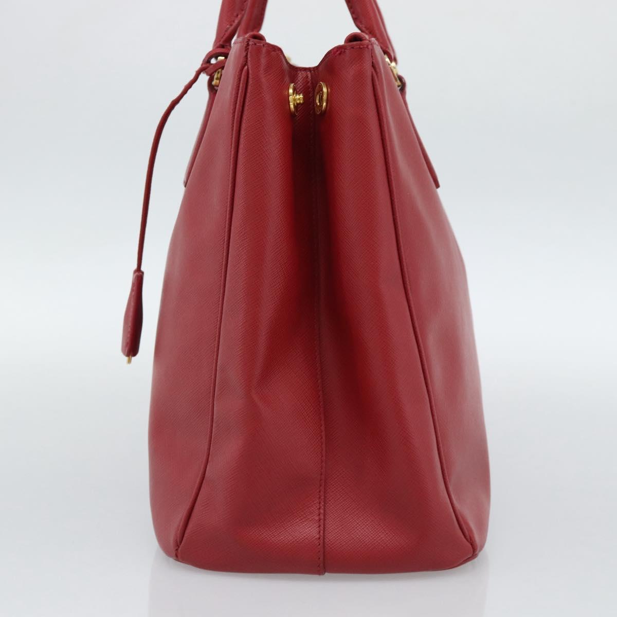 PRADA Galleria Hand Bag Saffiano leather Red Gold Auth 188852V