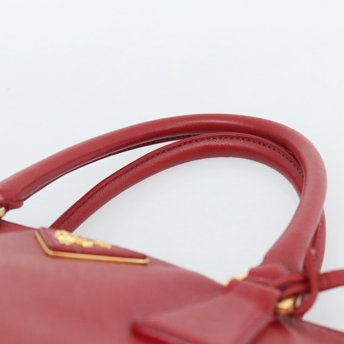 PRADA Galleria Hand Bag Saffiano leather Red Gold Auth 188852V