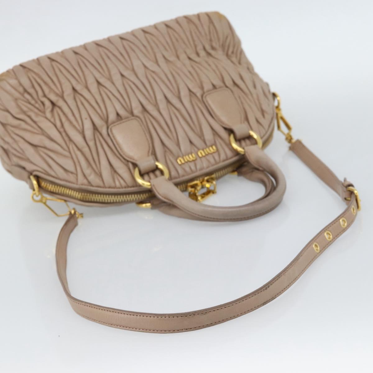Miu Miu Matelasse Hand Bag Leather 2way Pink Gold Auth 188853