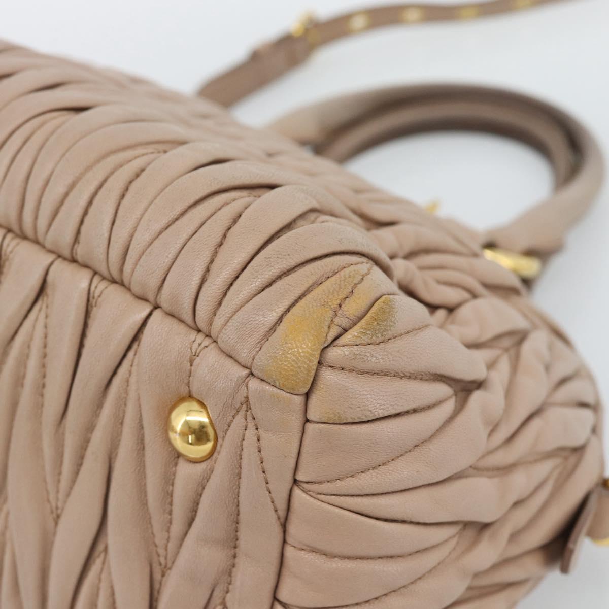 Miu Miu Matelasse Hand Bag Leather 2way Pink Gold Auth 188853