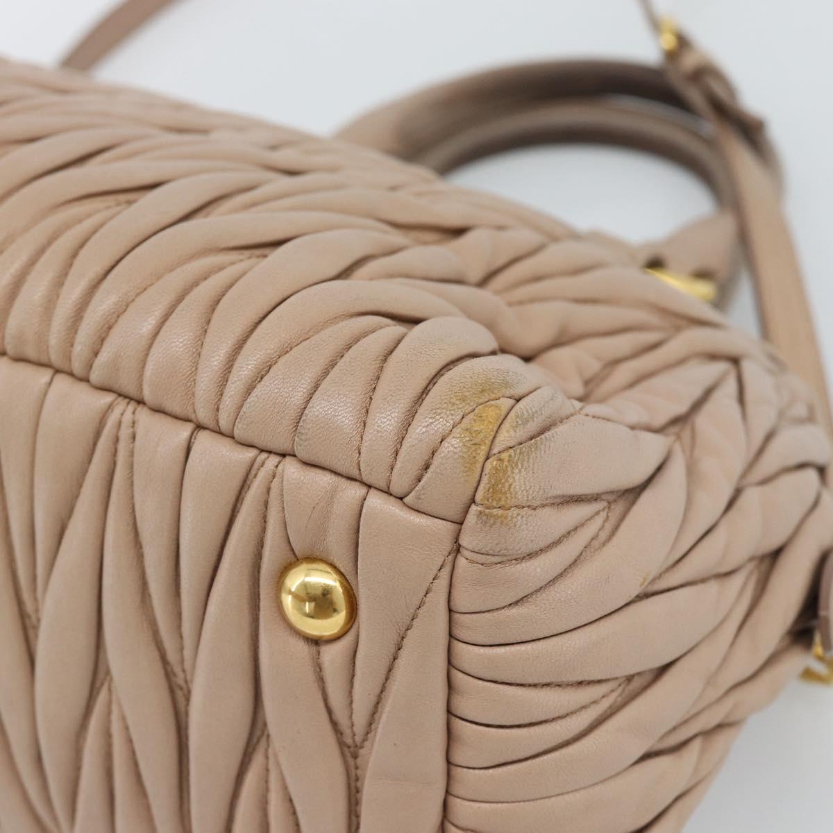 Miu Miu Matelasse Hand Bag Leather 2way Pink Gold Auth 188853