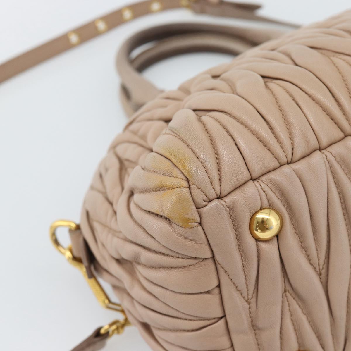 Miu Miu Matelasse Hand Bag Leather 2way Pink Gold Auth 188853