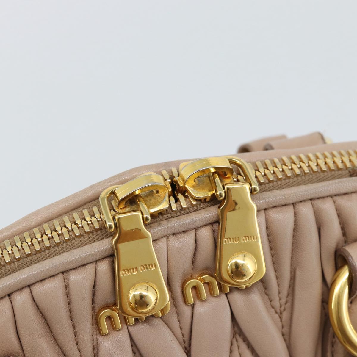 Miu Miu Matelasse Hand Bag Leather 2way Pink Gold Auth 188853