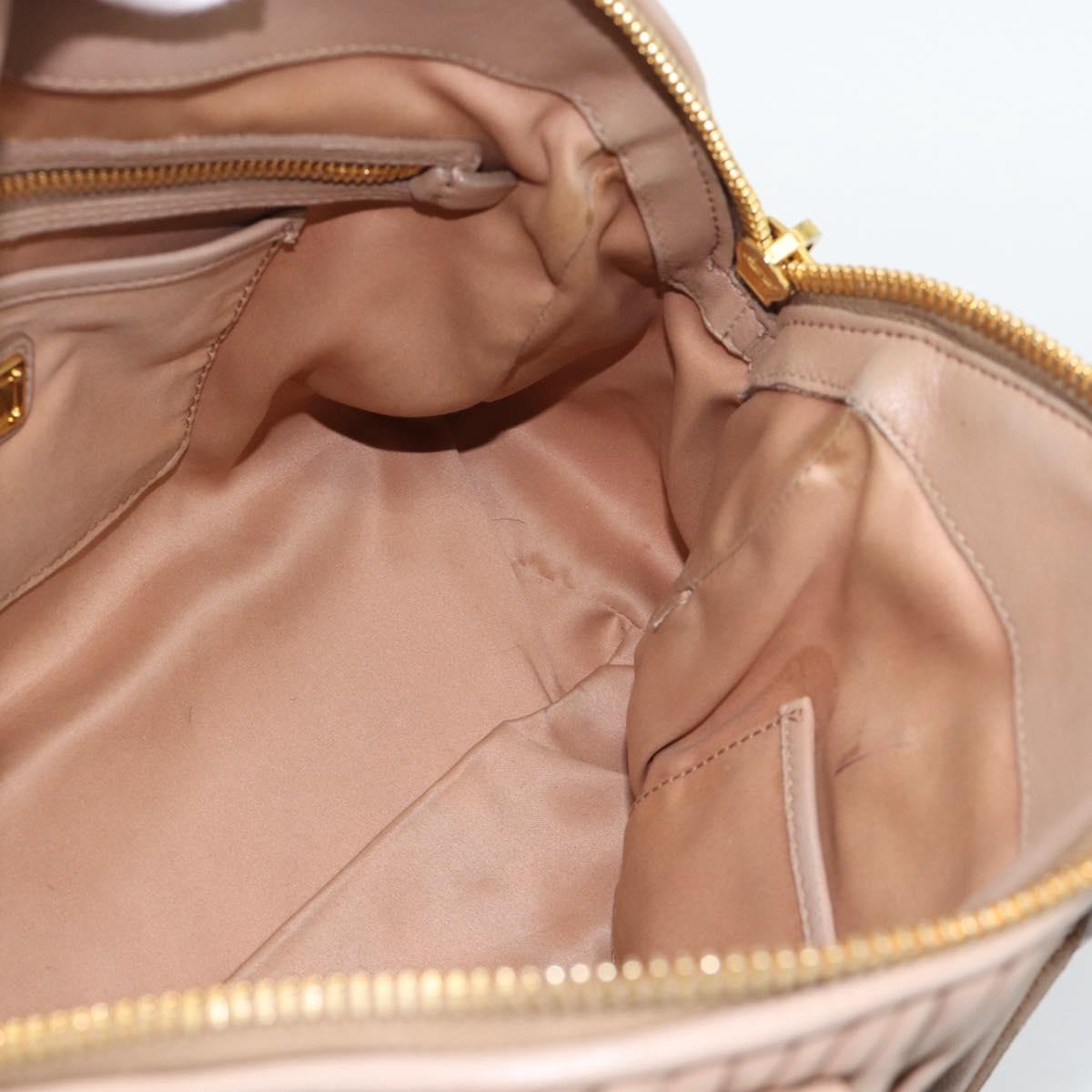 Miu Miu Matelasse Hand Bag Leather 2way Pink Gold Auth 188853