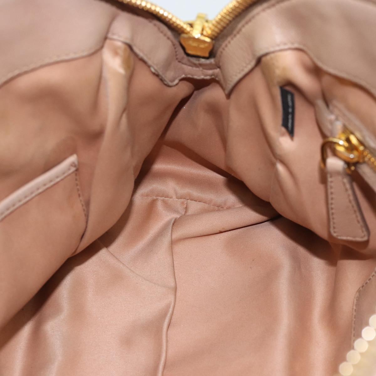 Miu Miu Matelasse Hand Bag Leather 2way Pink Gold Auth 188853