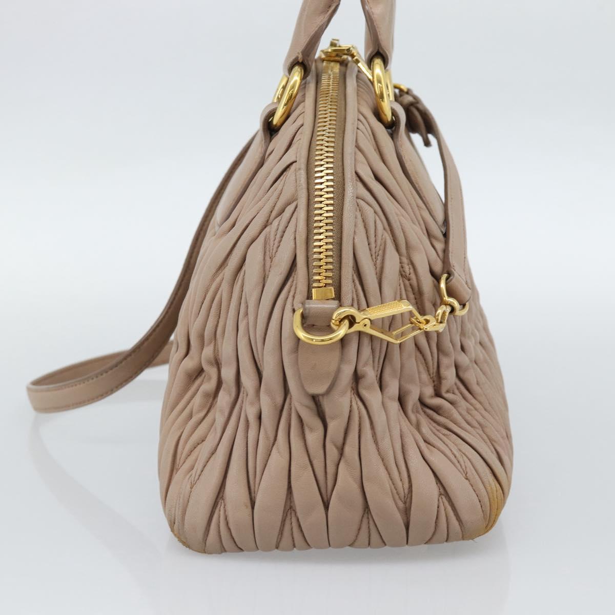 Miu Miu Matelasse Hand Bag Leather 2way Pink Gold Auth 188853