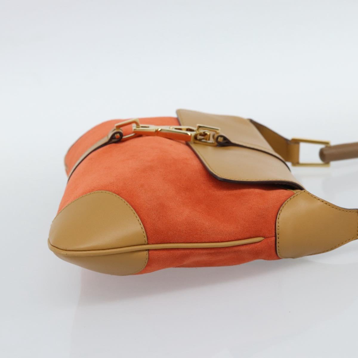 GUCCI Bamboo Shoulder Bag Suede Brown Gold Auth 188854V