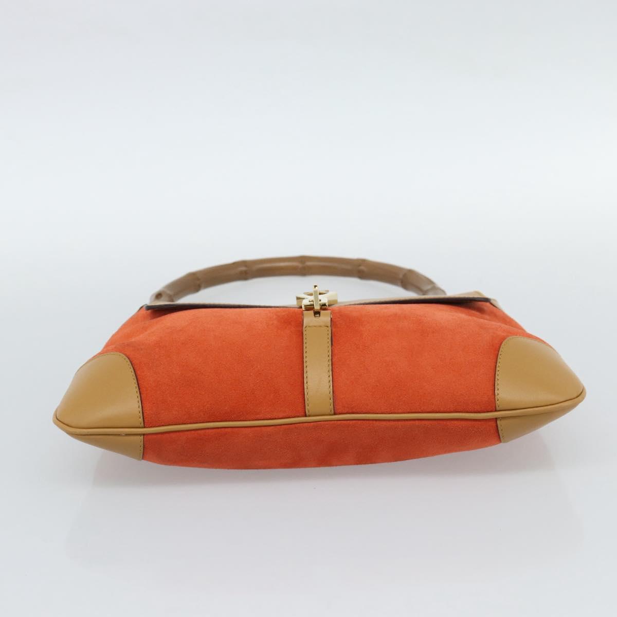 GUCCI Bamboo Shoulder Bag Suede Brown Gold Auth 188854V