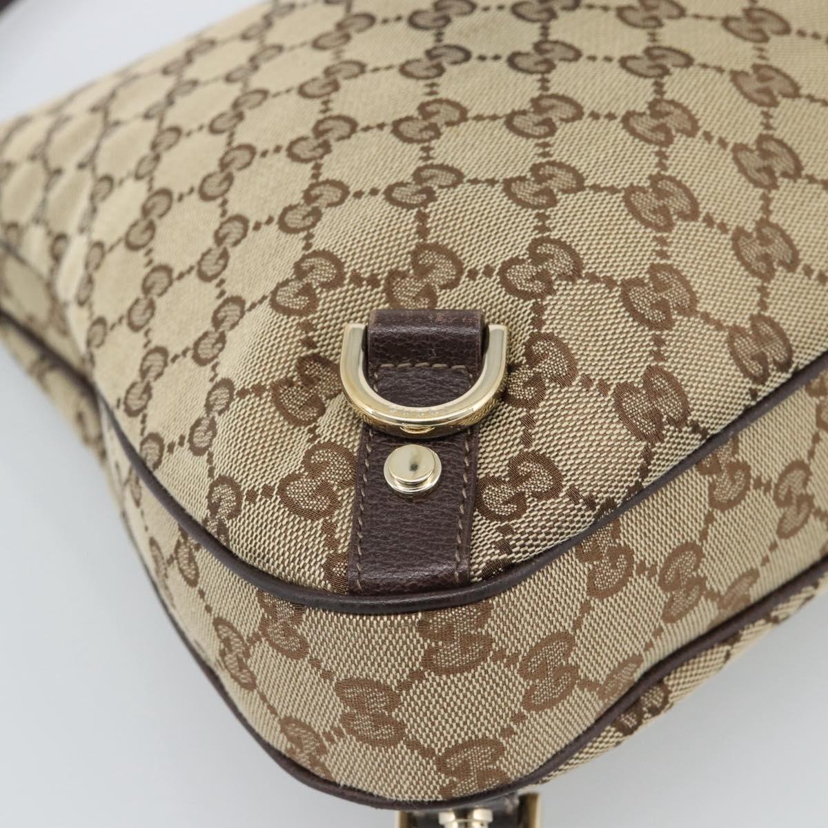 GUCCI GG Canvas Abbey Shoulder Bag Beige Gold 130737 Auth 188855V