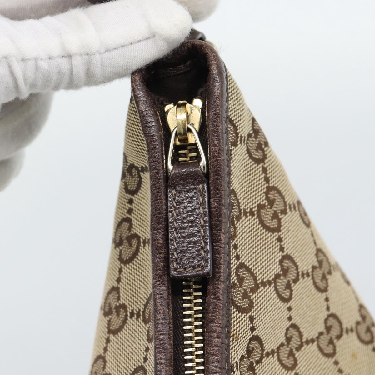 GUCCI GG Canvas Abbey Shoulder Bag Beige Gold 130737 Auth 188855V