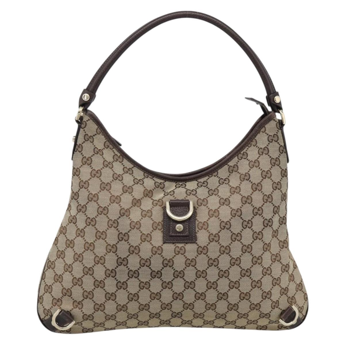 GUCCI GG Canvas Abbey Shoulder Bag Beige Gold 130737 Auth 188855V