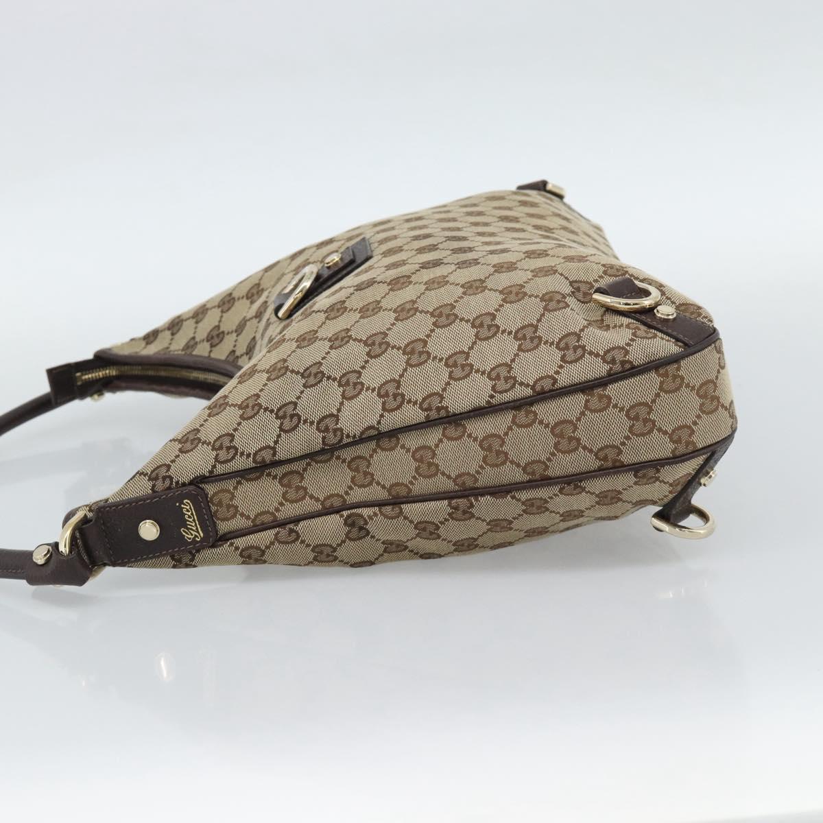 GUCCI GG Canvas Abbey Shoulder Bag Beige Gold 130737 Auth 188855V