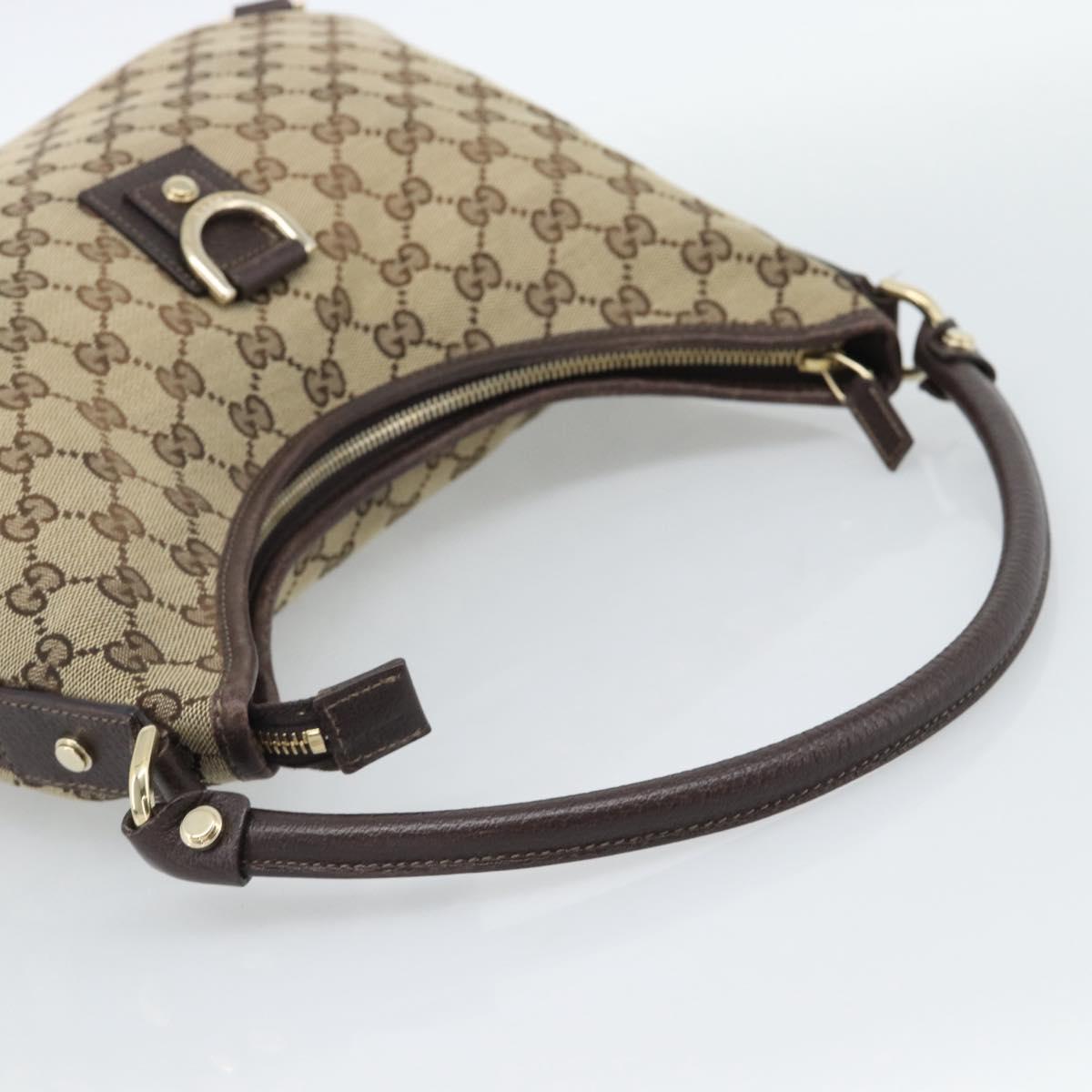 GUCCI GG Canvas Abbey Shoulder Bag Beige Gold 130737 Auth 188855V