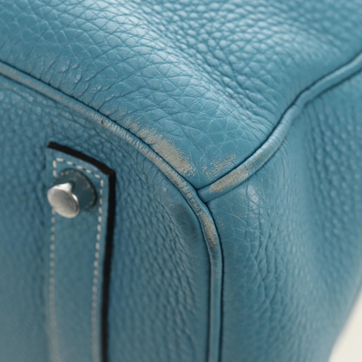 HERMES Birkin 35 Hand Bag Taurillon Leather Light Blue Silver Auth 188857SM