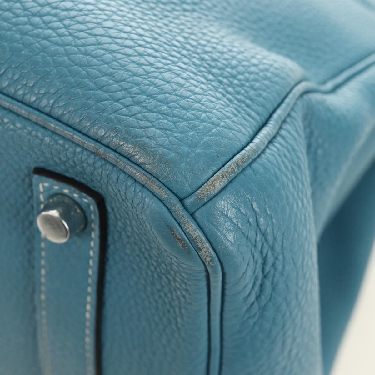 HERMES Birkin 35 Hand Bag Taurillon Leather Light Blue Silver Auth 188857SM