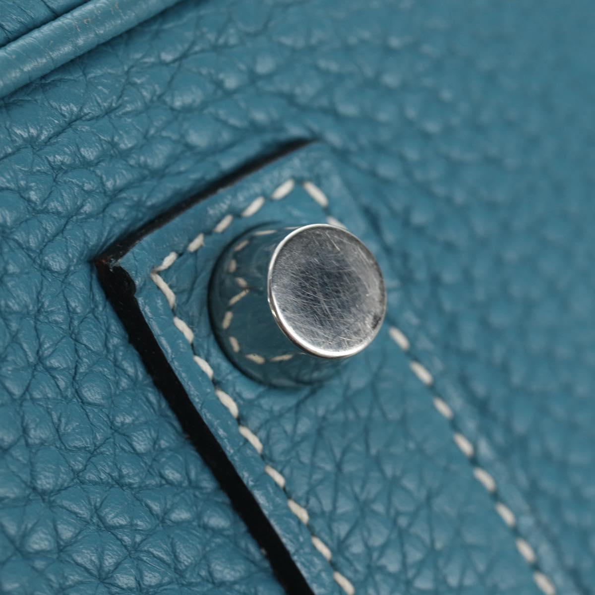 HERMES Birkin 35 Hand Bag Taurillon Leather Light Blue Silver Auth 188857SM