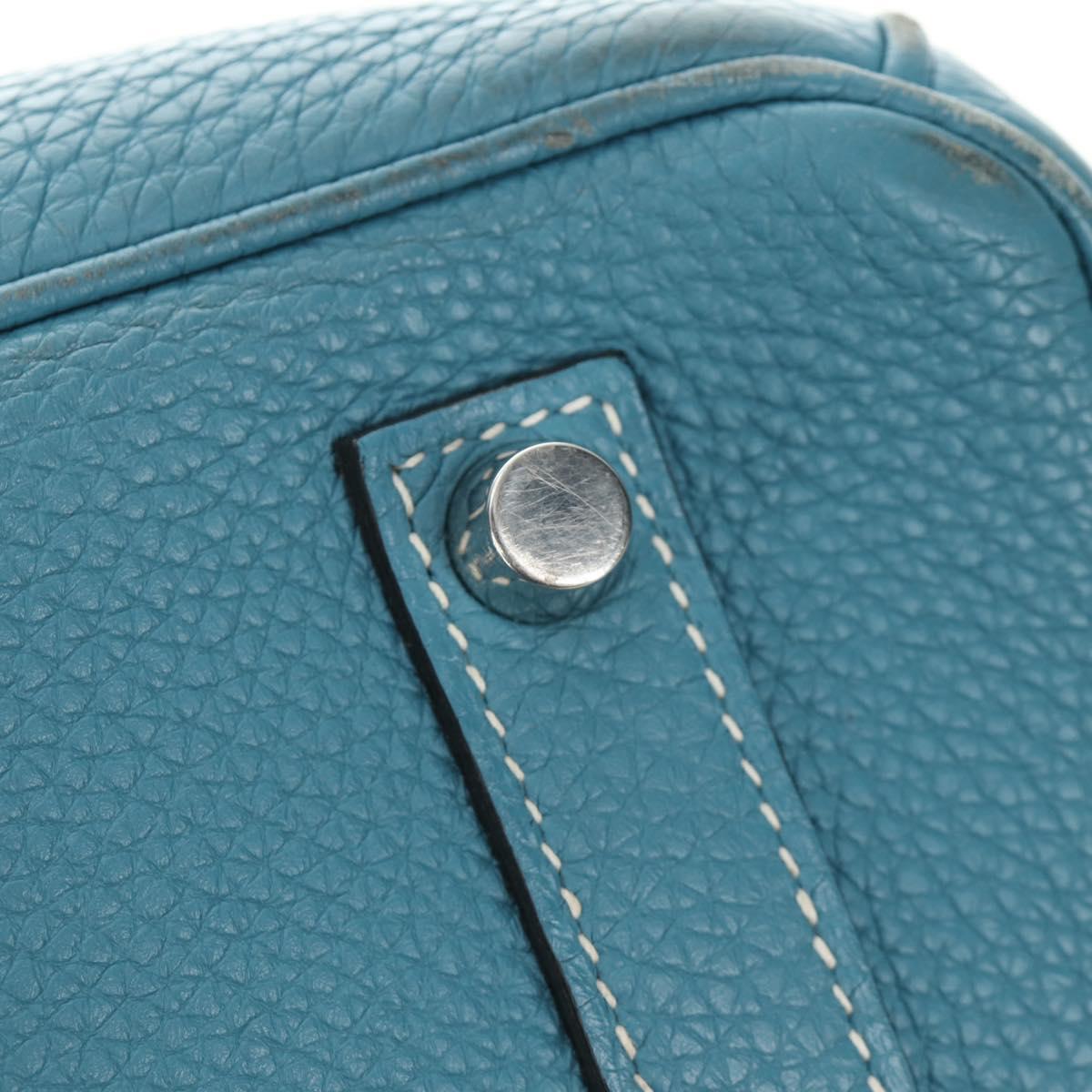 HERMES Birkin 35 Hand Bag Taurillon Leather Light Blue Silver Auth 188857SM