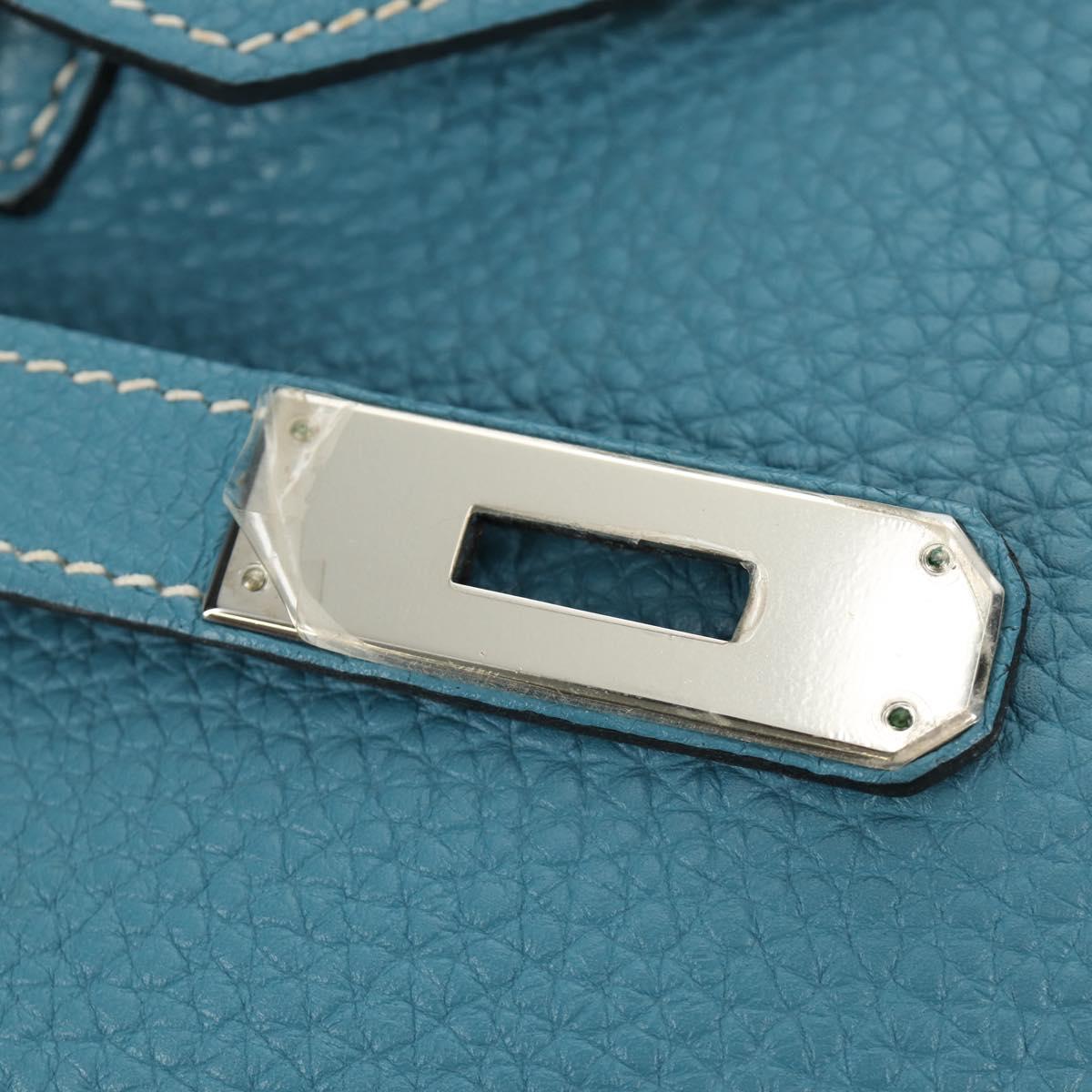 HERMES Birkin 35 Hand Bag Taurillon Leather Light Blue Silver Auth 188857SM