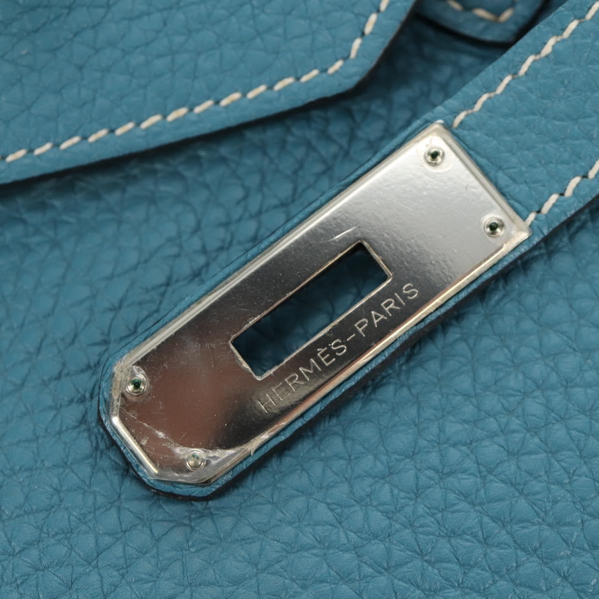 HERMES Birkin 35 Hand Bag Taurillon Leather Light Blue Silver Auth 188857SM