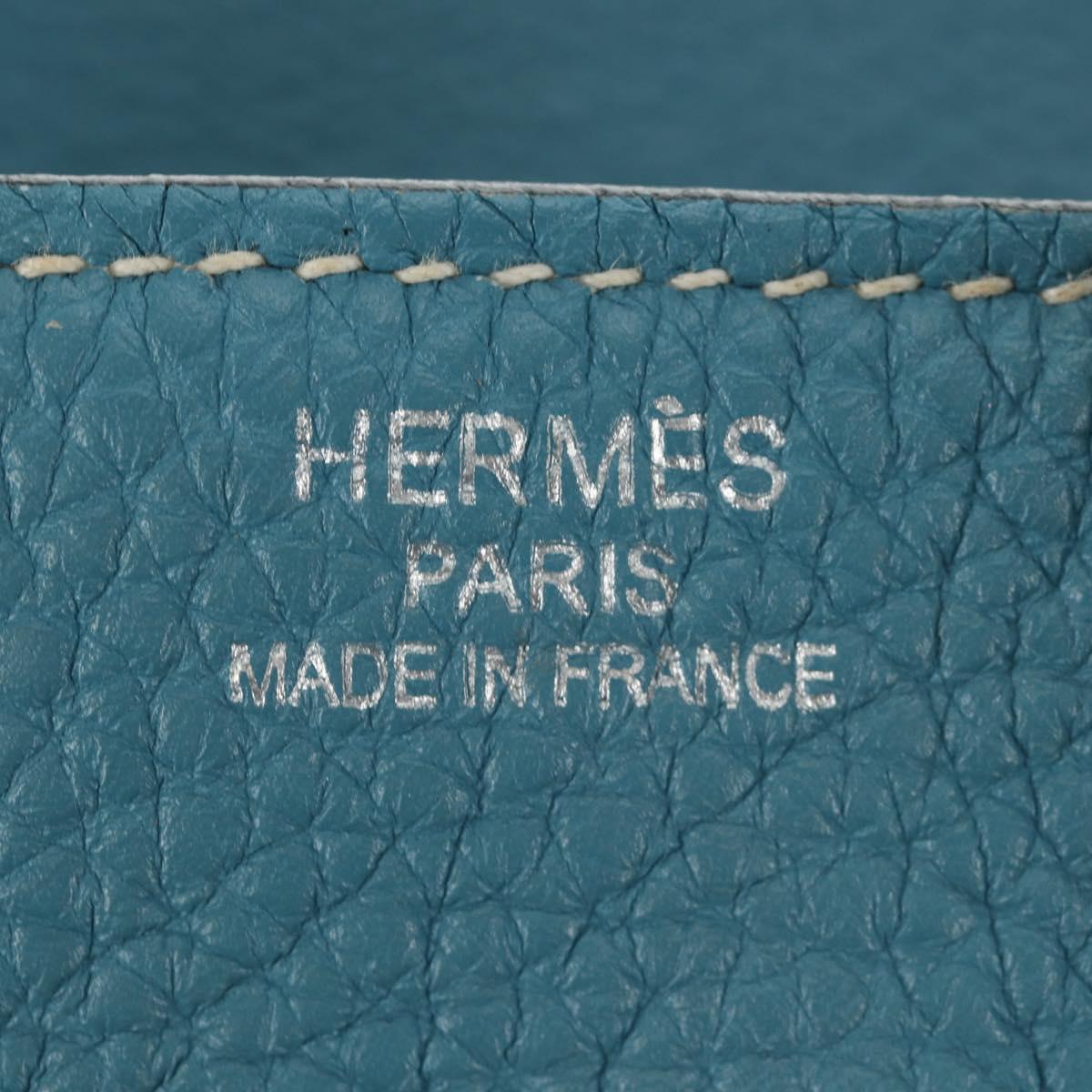 HERMES Birkin 35 Hand Bag Taurillon Leather Light Blue Silver Auth 188857SM