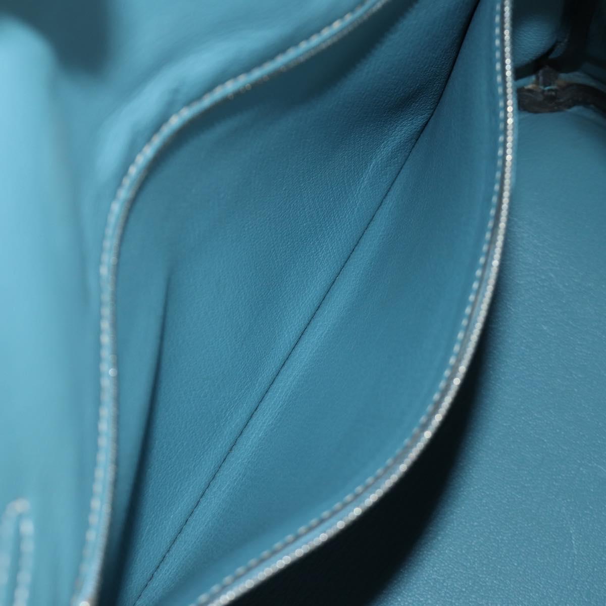 HERMES Birkin 35 Hand Bag Taurillon Leather Light Blue Silver Auth 188857SM