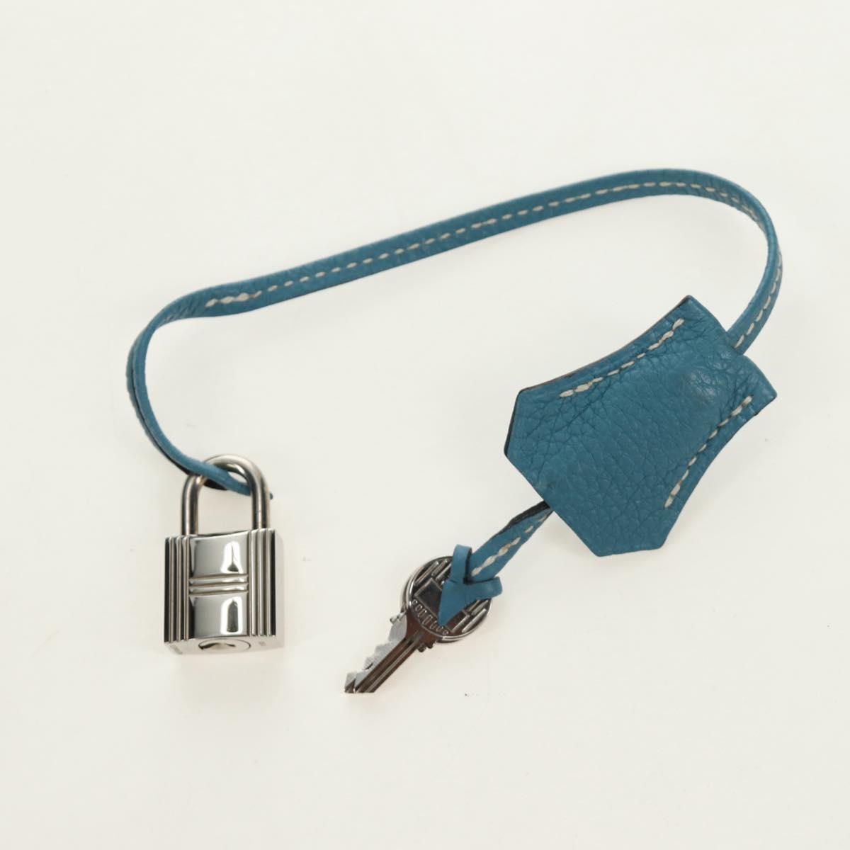 HERMES Birkin 35 Hand Bag Taurillon Leather Light Blue Silver Auth 188857SM