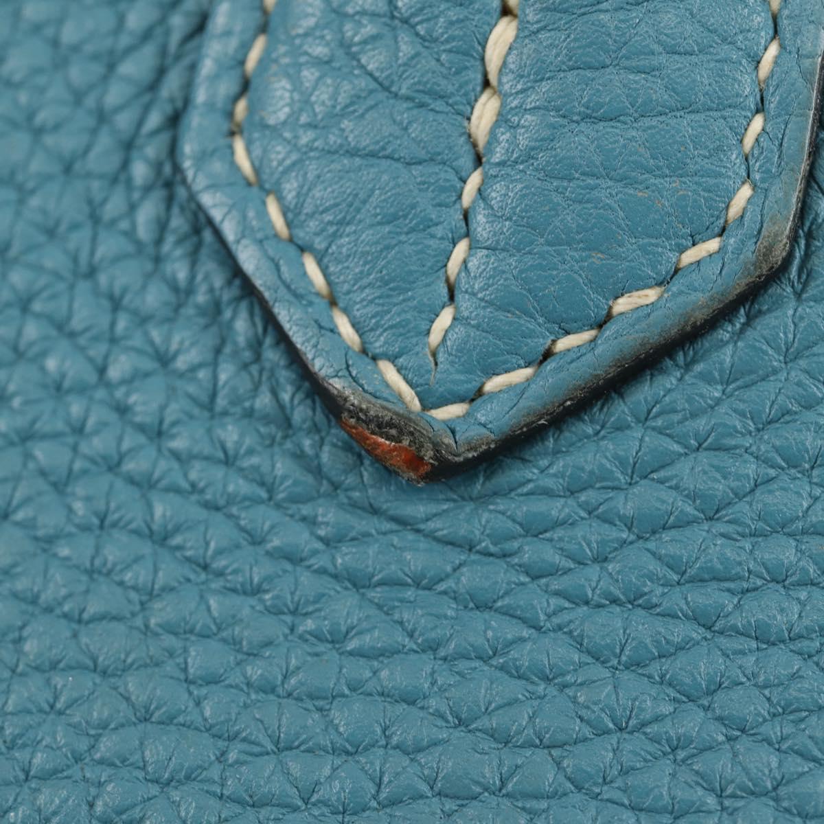 HERMES Birkin 35 Hand Bag Taurillon Leather Light Blue Silver Auth 188857SM