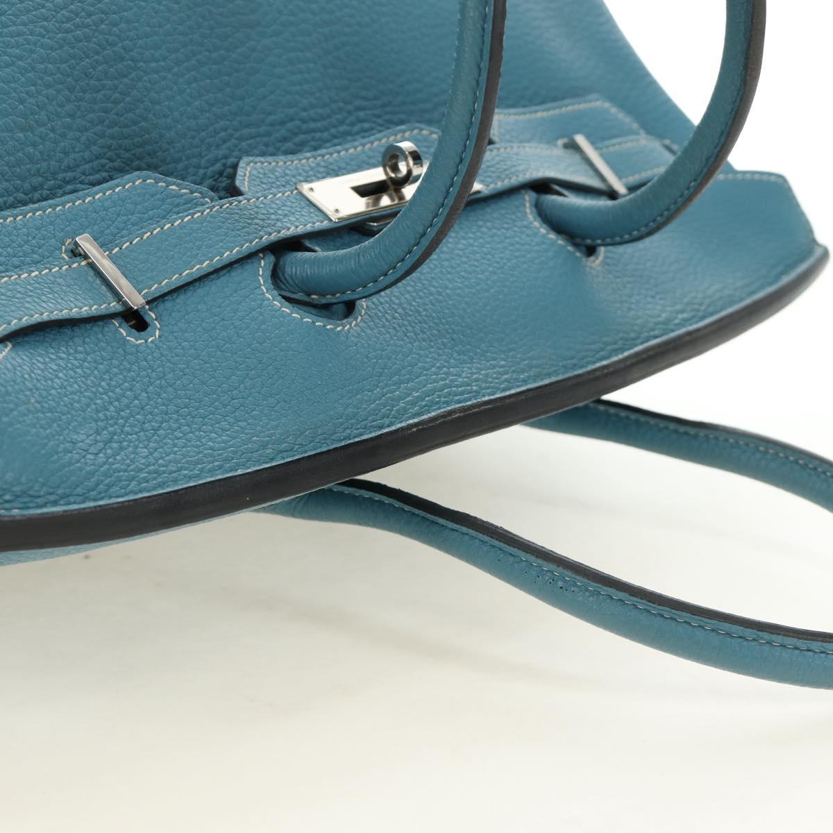 HERMES Birkin 35 Hand Bag Taurillon Leather Light Blue Silver Auth 188857SM