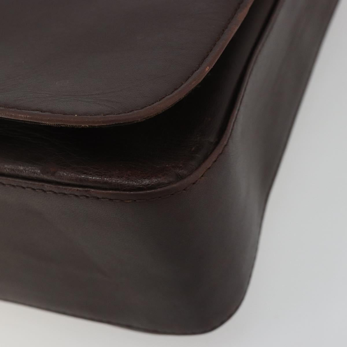 SAINT LAURENT Shoulder Bag Leather Brown Gold Auth 188860
