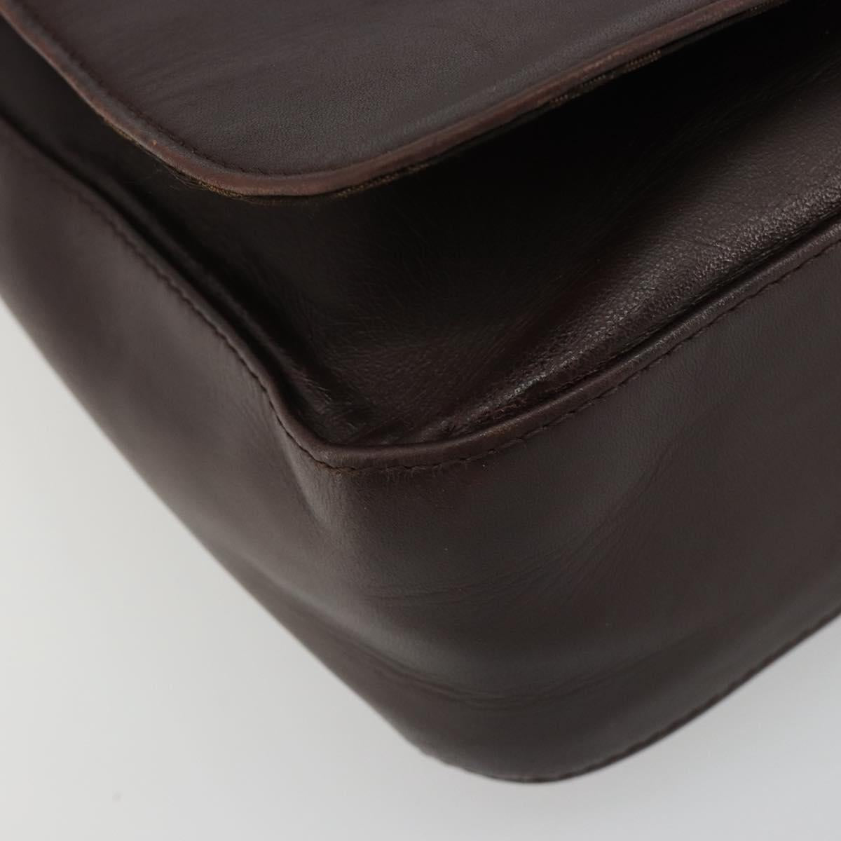 SAINT LAURENT Shoulder Bag Leather Brown Gold Auth 188860