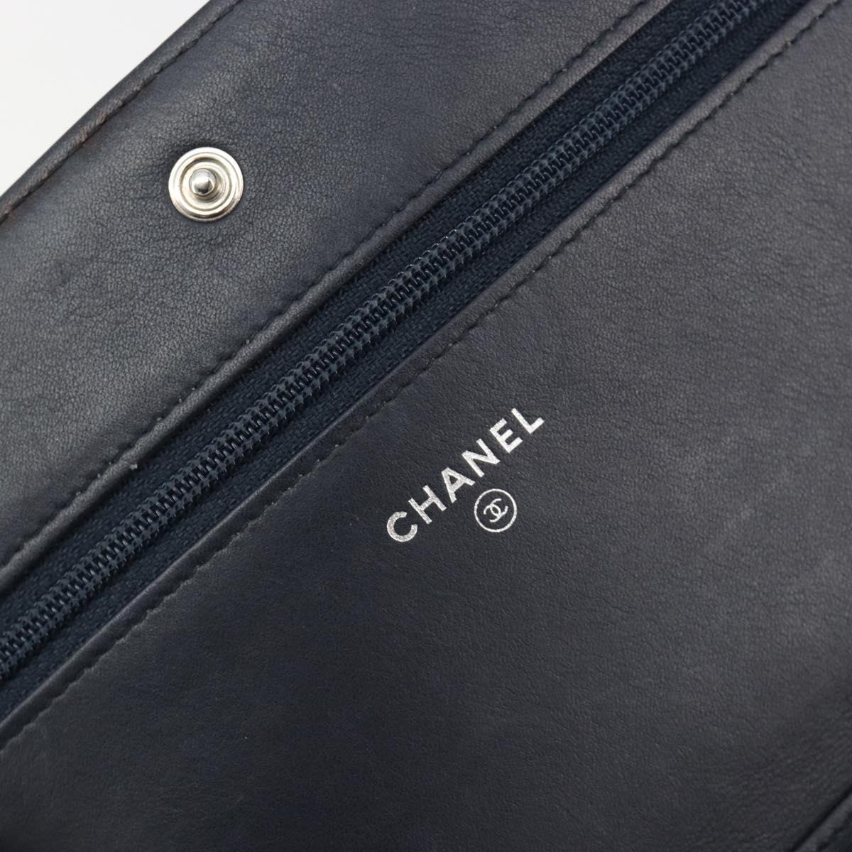CHANEL Chain Shoulder Bag Canvas Black Silver CC Auth 188864