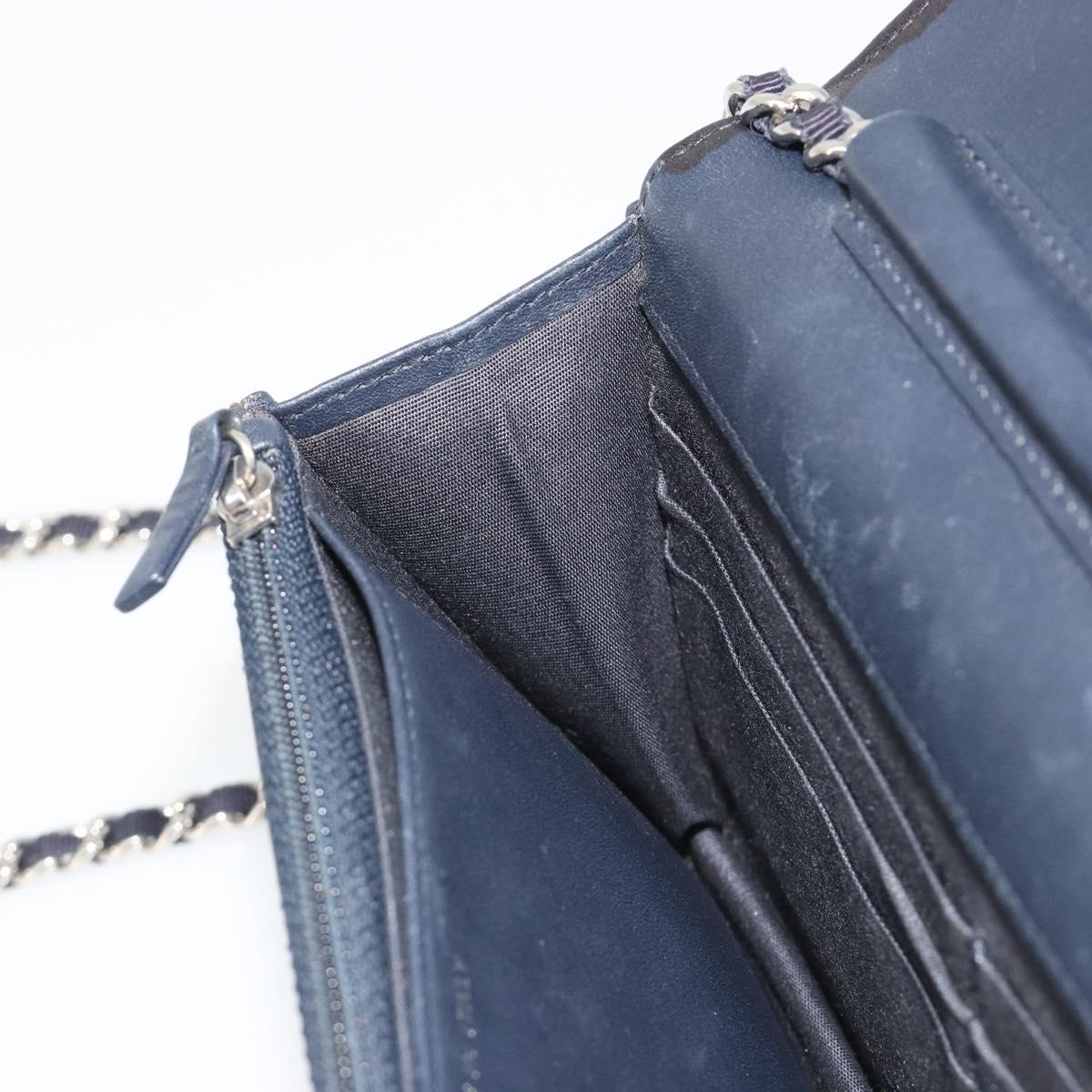 CHANEL Chain Shoulder Bag Canvas Black Silver CC Auth 188864