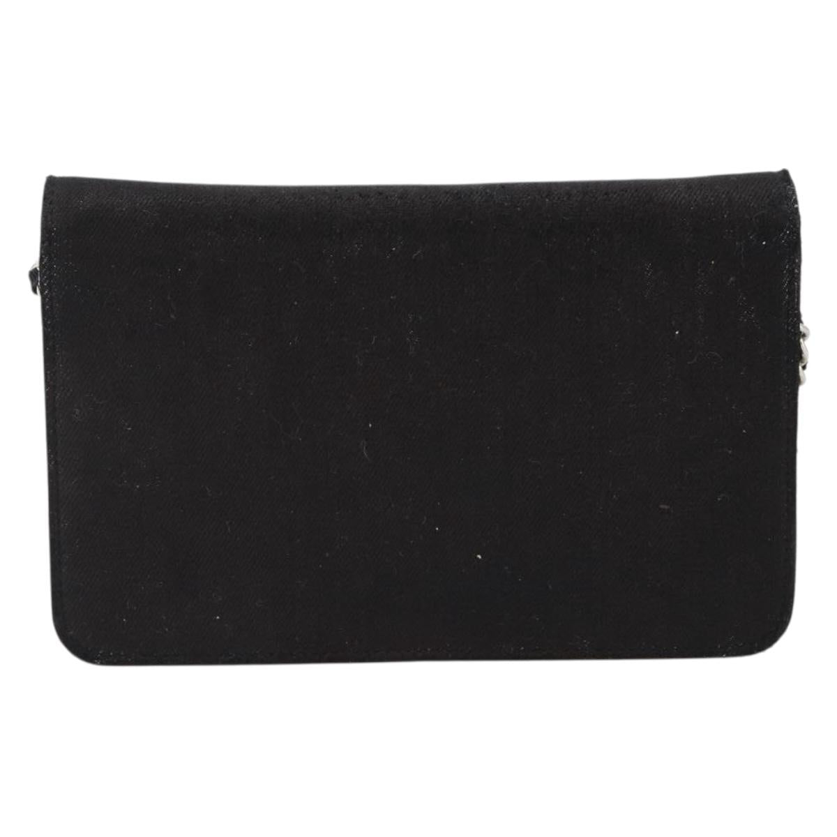 CHANEL Chain Shoulder Bag Canvas Black Silver CC Auth 188864