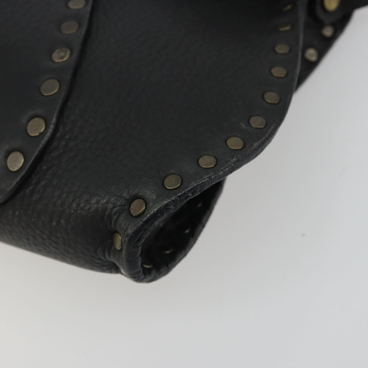 CELINE Shoulder Bag Leather Black Auth 188867V