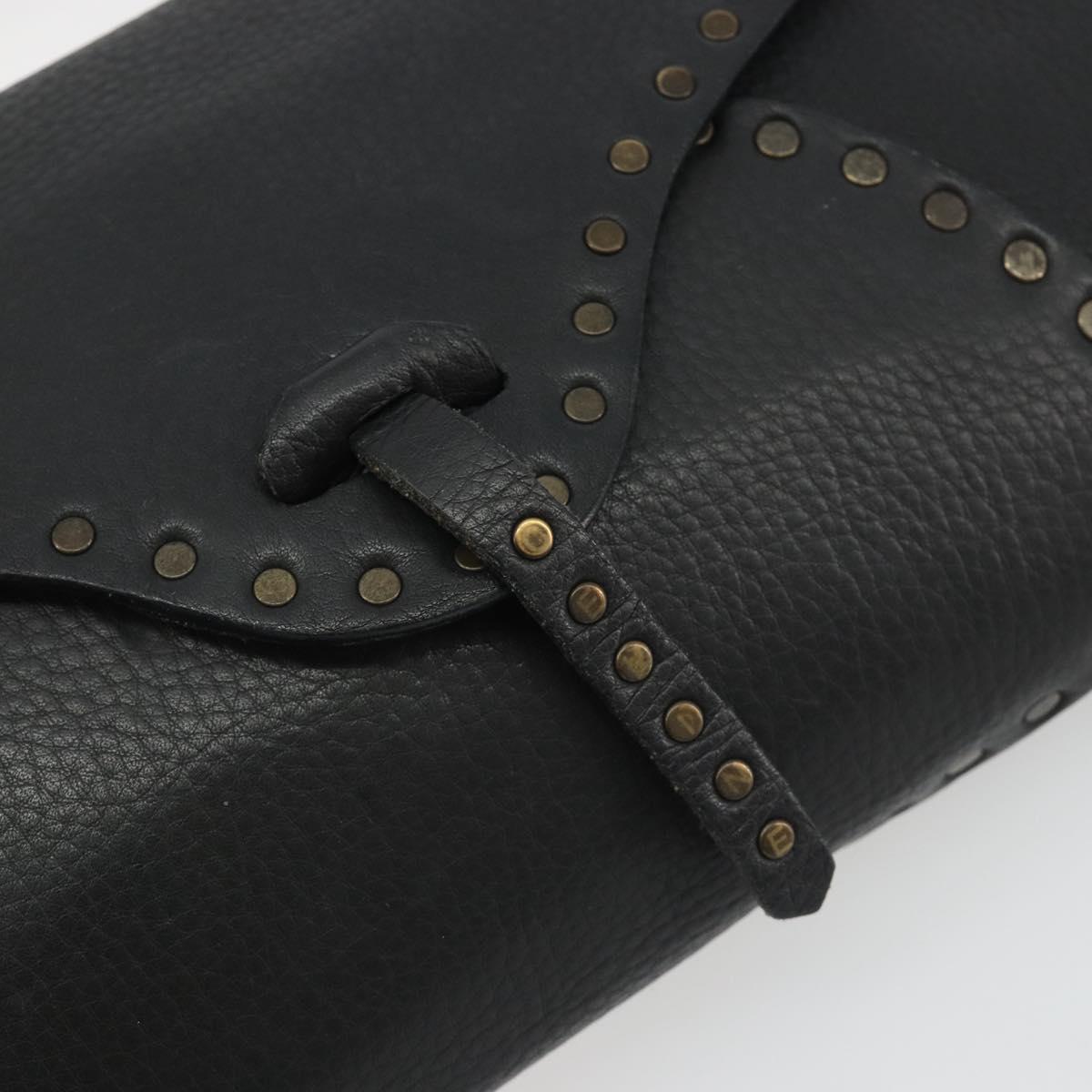 CELINE Shoulder Bag Leather Black Auth 188867V