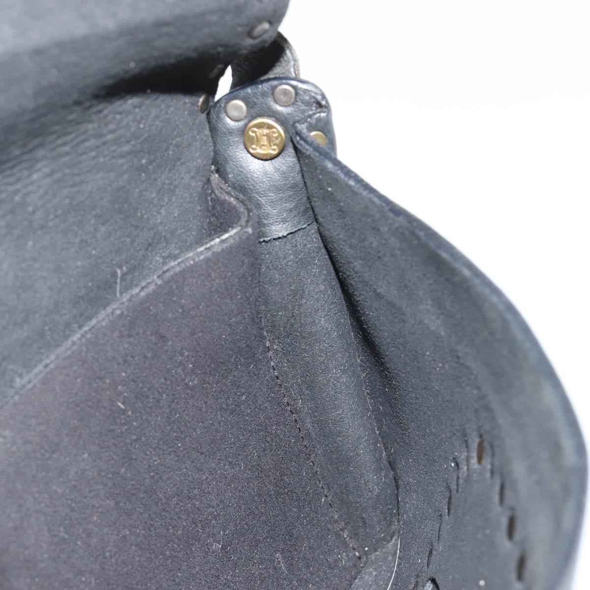 CELINE Shoulder Bag Leather Black Auth 188867V