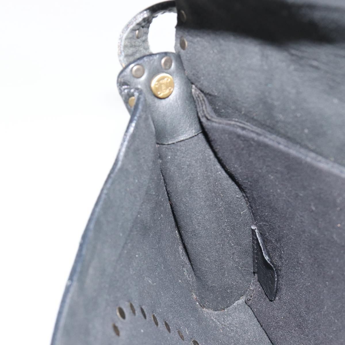CELINE Shoulder Bag Leather Black Auth 188867V