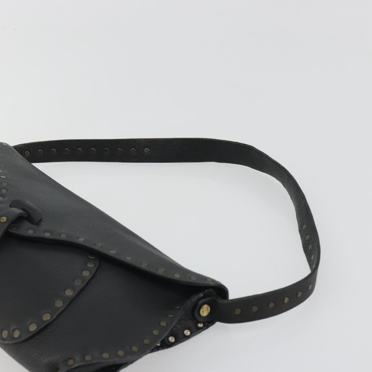 CELINE Shoulder Bag Leather Black Auth 188867V